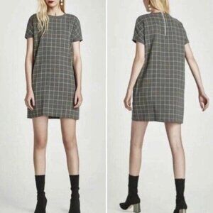 ZARA Trafaluc Gray Windowpane Plaid Mini Dress Size XS career office